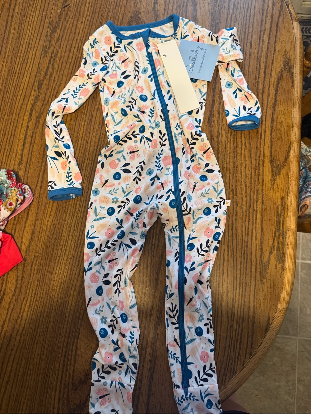 Floral Zipper Baby sleeper - Pink & Blue nwt bamboo